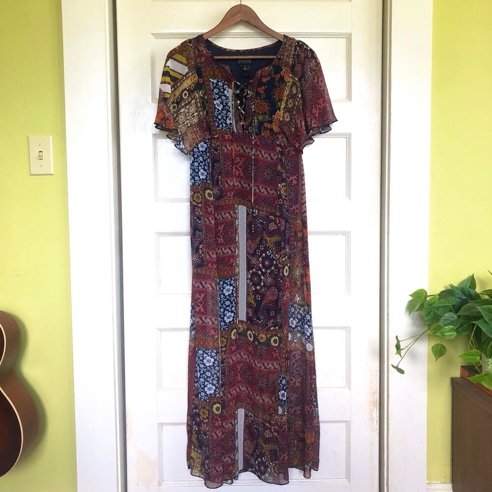 ENFOCUS Studio Flutter Sleeve Patchwork Maxi Dress 4 Bohemian Hippie‎ Festival